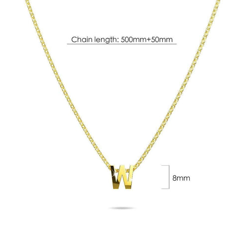Initials Brick Alphabet Letter Necklace Gold Layered Steel Jewellery